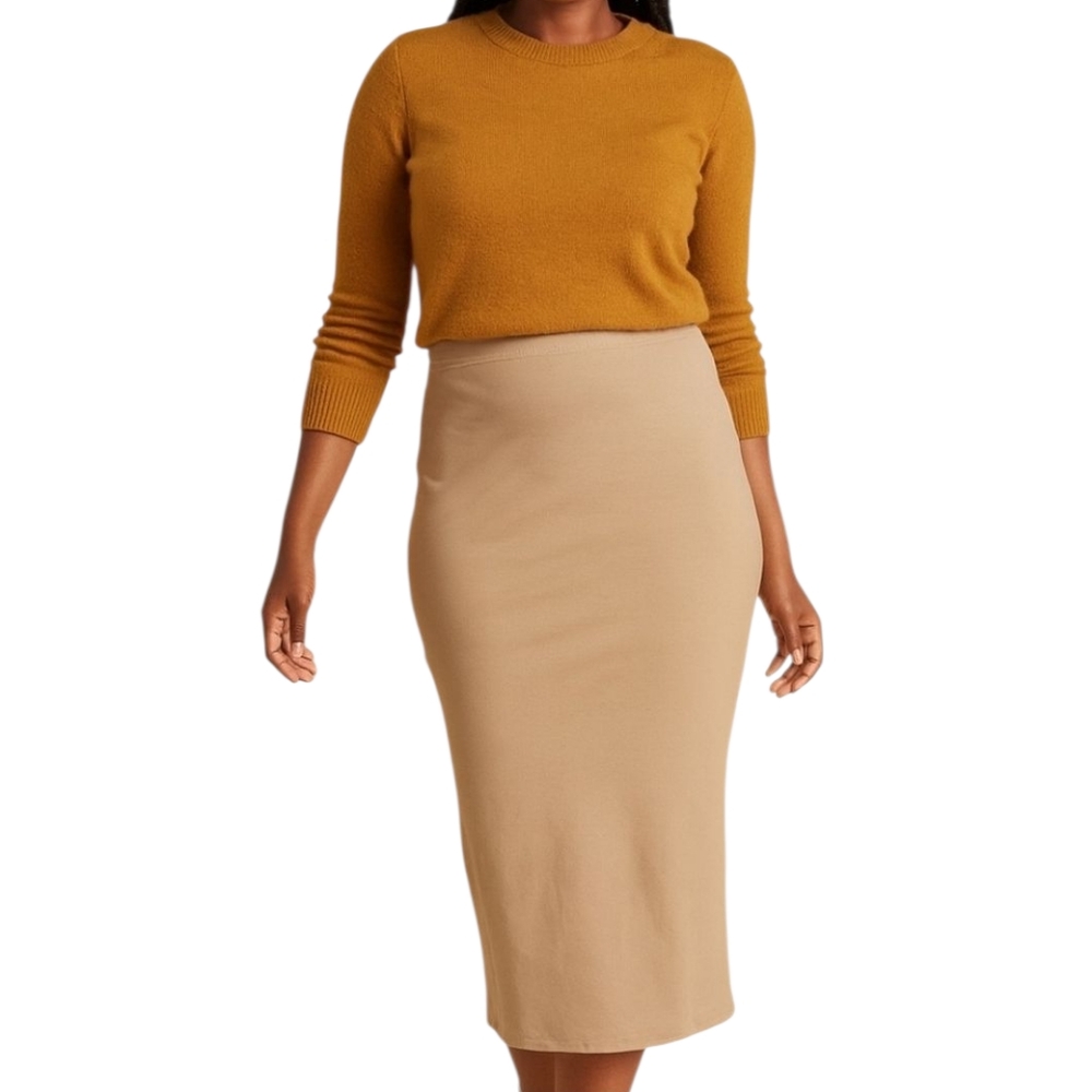 Naked Wardrobe Neutral Tan Bodycon Office Siren Stretchy Pencil Skirt size 2X